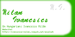 milan ivancsics business card